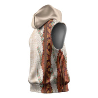 Aloha Hawaii Mikioi Lei Sleeveless Hoodie Cattail Red Tropical Flower Pattern - Polynesian Pride