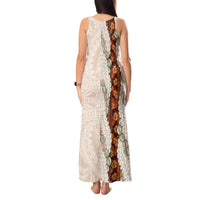 Aloha Hawaii Mikioi Lei Tank Maxi Dress Cattail Red Tropical Flower Pattern LT14 - Polynesian Pride