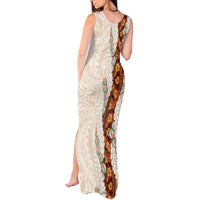 Aloha Hawaii Mikioi Lei Tank Maxi Dress Cattail Red Tropical Flower Pattern LT14 - Polynesian Pride