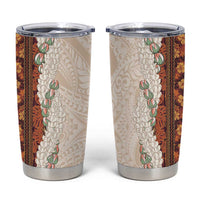 Aloha Hawaii Mikioi Lei Tumbler Cup Cattail Red Tropical Flower Pattern - Polynesian Pride