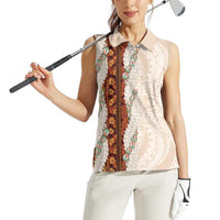 Aloha Hawaii Mikioi Lei Women Sleeveless Polo Shirt Cattail Red Tropical Flower Pattern LT14 - Polynesian Pride