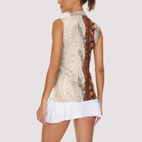 Aloha Hawaii Mikioi Lei Women Sleeveless Polo Shirt Cattail Red Tropical Flower Pattern LT14 - Polynesian Pride