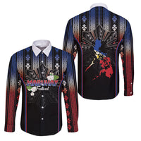 Mabuhay Philippines Festival Family Matching Summer Maxi Dress and Hawaiian Shirt Filipino Map Sampaguita Igorot Pattern LT14 Dad's Shirt - Long Sleeve Black - Polynesian Pride