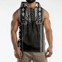 Mabuhay Philippines Festival Sleeveless Zip Hoodie Filipino Map Black White Igorot Pattern LT14 - Polynesian Pride