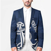 New Zealand Auckland Football Custom Blazer Navy Blue City Anchor Sky Tower Symbol - Polynesian Pride