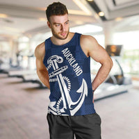 New Zealand Auckland Football Custom Men Tank Top Navy Blue City Anchor Sky Tower Symbol - Polynesian Pride