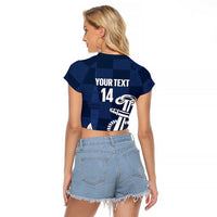 New Zealand Auckland Football Custom Raglan Cropped T Shirt Navy Blue City Anchor Sky Tower Symbol - Polynesian Pride