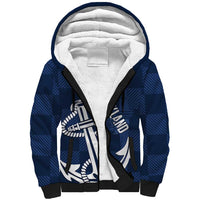 New Zealand Auckland Football Custom Sherpa Hoodie Navy Blue City Anchor Sky Tower Symbol - Polynesian Pride