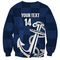 New Zealand Auckland Football Custom Sweatshirt Navy Blue City Anchor Sky Tower Symbol - Polynesian Pride