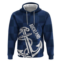 New Zealand Auckland Football Custom Zip Hoodie Navy Blue City Anchor Sky Tower Symbol - Polynesian Pride