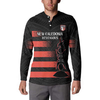 Custom New Caledonia Football Button Sweatshirt Allez Les Cagous Polynesian Pattern