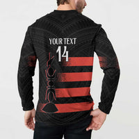 Custom New Caledonia Football Button Sweatshirt Allez Les Cagous Polynesian Pattern