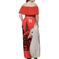 Custom Nouvelle-Caledonie Football Family Matching Off Shoulder Maxi Dress and Hawaiian Shirt Allez Les Cagous Simple Style