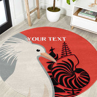 Custom Nouvelle-Caledonie Football Round Carpet Allez Les Cagous Simple Style LT14 Red - Polynesian Pride