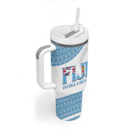 Custom Fiji Tapa Football Tumbler With Handle Go Bula Boy!