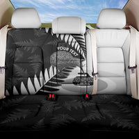 New Zealand Silver Fern Curling Personalised Back Car Seat Cover Aotearoa Kiwi Ponga Black White Version LT14 One Size Black - Polynesian Pride