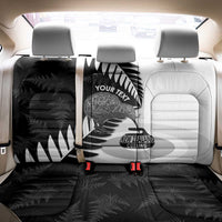 New Zealand Silver Fern Curling Personalised Back Car Seat Cover Aotearoa Kiwi Ponga Black White Version LT14 - Polynesian Pride