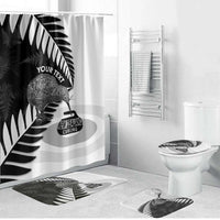 New Zealand Silver Fern Curling Personalised Bathroom Set Aotearoa Kiwi Ponga Black White Version - Polynesian Pride