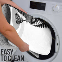 New Zealand Silver Fern Curling Personalised Bathroom Set Aotearoa Kiwi Ponga Black White Version - Polynesian Pride