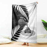New Zealand Silver Fern Curling Personalised Blanket Aotearoa Kiwi Ponga Black White Version LT14 - Polynesian Pride