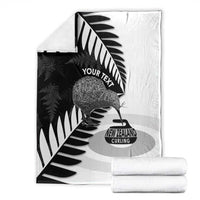 New Zealand Silver Fern Curling Personalised Blanket Aotearoa Kiwi Ponga Black White Version LT14 - Polynesian Pride