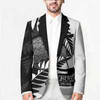 New Zealand Silver Fern Curling Personalised Blazer Aotearoa Kiwi Ponga Black White Version LT14 - Polynesian Pride