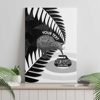 New Zealand Silver Fern Curling Personalised Canvas Wall Art Aotearoa Kiwi Ponga Black White Version LT14 - Polynesian Pride