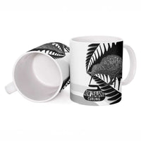 New Zealand Silver Fern Curling Personalised Ceramic Mug Aotearoa Kiwi Ponga Black White Version LT14 - Polynesian Pride
