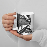 New Zealand Silver Fern Curling Personalised Ceramic Mug Aotearoa Kiwi Ponga Black White Version LT14 - Polynesian Pride