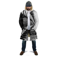 New Zealand Silver Fern Curling Personalised Cloak Aotearoa Kiwi Ponga Black White Version LT14 - Polynesian Pride