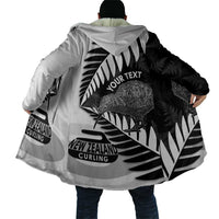 New Zealand Silver Fern Curling Personalised Cloak Aotearoa Kiwi Ponga Black White Version LT14 - Polynesian Pride