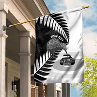 New Zealand Silver Fern Curling Personalised Garden Flag Aotearoa Kiwi Ponga Black White Version LT14 House Flag Black - Polynesian Pride