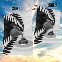 New Zealand Silver Fern Curling Personalised Garden Flag Aotearoa Kiwi Ponga Black White Version LT14 - Polynesian Pride