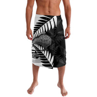 New Zealand Silver Fern Curling Personalised Lavalava Aotearoa Kiwi Ponga Black White Version LT14 Black - Polynesian Pride