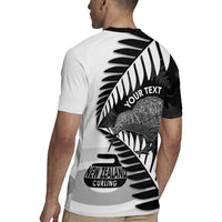 New Zealand Silver Fern Curling Personalised Rugby Jersey Aotearoa Kiwi Ponga Black White Version LT14 - Polynesian Pride