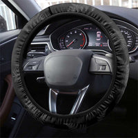 New Zealand Silver Fern Curling Steering Wheel Cover Aotearoa Kiwi Ponga Black White Version LT14 - Polynesian Pride