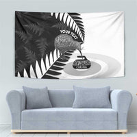New Zealand Silver Fern Curling Personalised Tapestry Aotearoa Kiwi Ponga Black White Version LT14 - Polynesian Pride