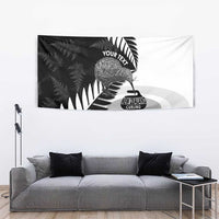 New Zealand Silver Fern Curling Personalised Tapestry Aotearoa Kiwi Ponga Black White Version LT14 - Polynesian Pride