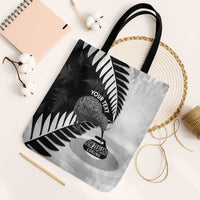 New Zealand Silver Fern Curling Personalised Tote Bag Aotearoa Kiwi Ponga Black White Version LT14 Black Strap One Size Black - Polynesian Pride