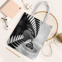 New Zealand Silver Fern Curling Personalised Tote Bag Aotearoa Kiwi Ponga Black White Version LT14 White Strap One Size Black - Polynesian Pride