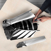 New Zealand Silver Fern Curling Personalised Umbrella Aotearoa Kiwi Ponga Black White Version LT14 - Polynesian Pride