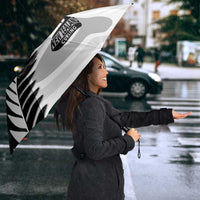 New Zealand Silver Fern Curling Personalised Umbrella Aotearoa Kiwi Ponga Black White Version LT14 - Polynesian Pride