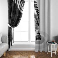 New Zealand Silver Fern Curling Personalised Window Curtain Aotearoa Kiwi Ponga Black White Version LT14 - Polynesian Pride