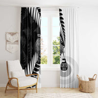 New Zealand Silver Fern Curling Personalised Window Curtain Aotearoa Kiwi Ponga Black White Version LT14 - Polynesian Pride