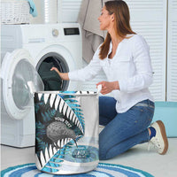 New Zealand Silver Fern Curling Personalised Laundry Basket Aotearoa Kiwi Ponga Paua Shell Version LT14 - Polynesian Pride