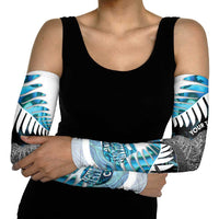 New Zealand Silver Fern Curling Personalised Arm Sleeves Aotearoa Kiwi Ponga Paua Shell Version LT14 - Polynesian Pride