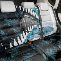 New Zealand Silver Fern Curling Personalised Back Car Seat Cover Aotearoa Kiwi Ponga Paua Shell Version LT14 - Polynesian Pride