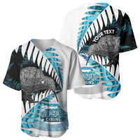 New Zealand Silver Fern Curling Personalised Baseball Jersey Aotearoa Kiwi Ponga Paua Shell Version LT14 - Polynesian Pride
