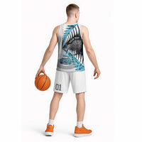 New Zealand Silver Fern Curling Personalised Basketball Jersey Aotearoa Kiwi Ponga Paua Shell Version LT14 - Polynesian Pride
