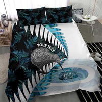 New Zealand Silver Fern Curling Personalised Bedding Set Aotearoa Kiwi Ponga Paua Shell Version LT14 - Polynesian Pride